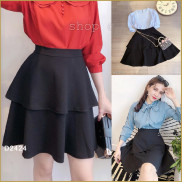 [Mã FASHIONGREEN94 giảm 10% tối đa 30K đơn 99K] Chân váy Xòe 2 Tầng Ngắn Đen CHUU CV2059